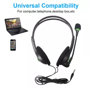 Cuffie con Microfono per PC 3,5mm Cuffie Cablate con Microfono Cancellazione del Rumore - Foto 1 di 23