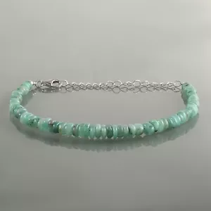 Verde Natural Esmeralda 4-5mm Liso Rondana Cuentas Hecho 8.7" Pulsera Hilos - Imagen 1 de 6