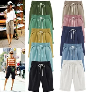 Plus Size Women Summer Hot Pants Elastic Waist Shorts Ladies Beach Casual Shorts - Picture 1 of 12