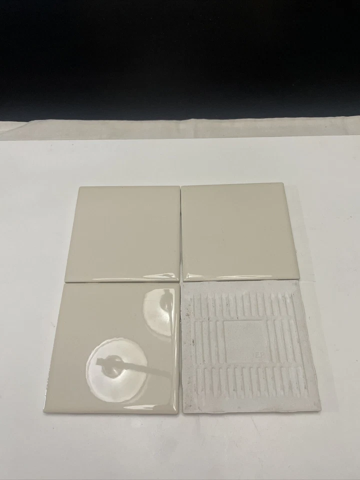 Beige Tan Almond Ceramic Tile   4 1/4x4 1/4 1/4” Thick  4 Tiles - Image 1 of 1