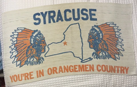 Vintage Syracuse Saltine Warrior Rug You're in Orangemen Country Indian Mascot Cover