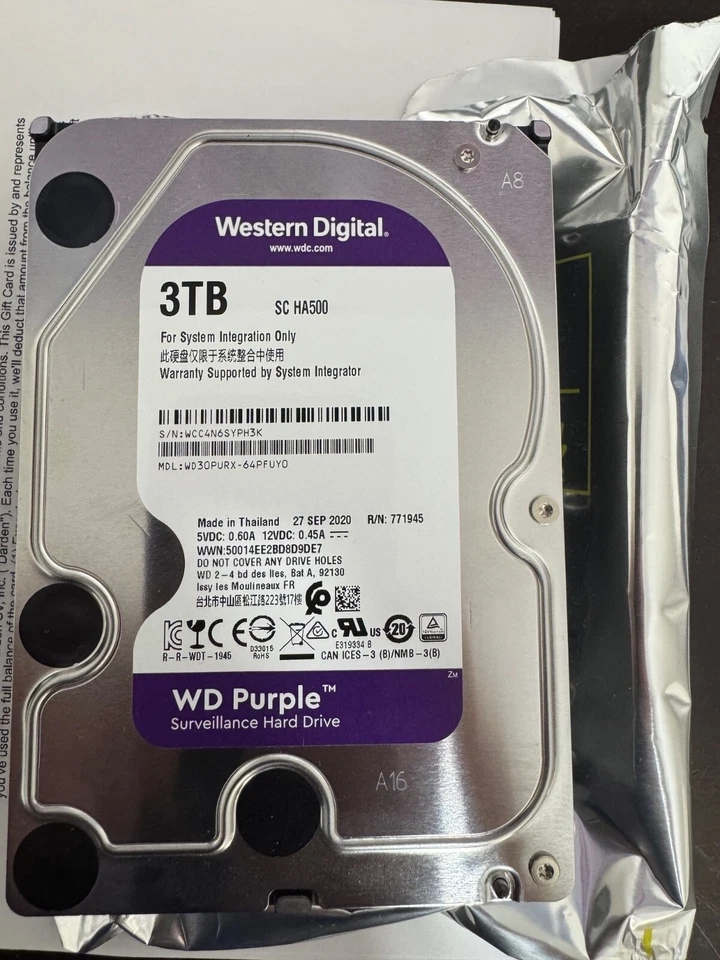 Western Digital 3TB SC HA500 Hard Drive for Lorex Security Cameras - Image 1 of 1