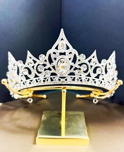 Princess Tiara, Clear Crystal Tiara, Silver Tiara, Wedding Crown, Bridal Crown - Picture 1 of 5