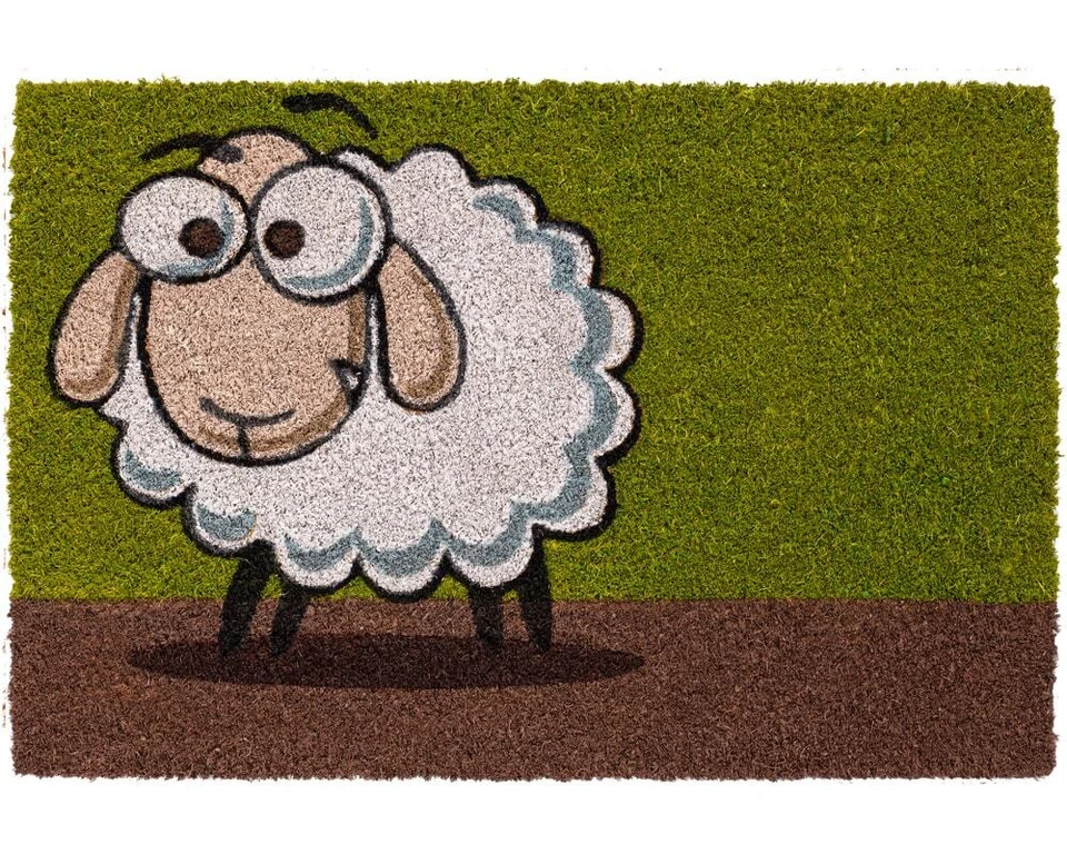 Fußmatte Kokosmatte INDOOR bunt bedruckt Motiv lustiges Schaf - 1 Stk 40x60 cm - Bild 1 von 1