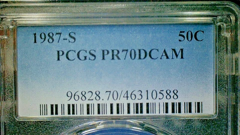 4TH OF JULY SALE RETURNS--U.S. 1987-S PCGS PR70DCAM CLAD .50c COIN KM#202b Cover