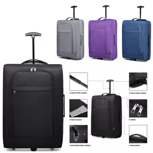 Soft Trolley Travel Case Bag Ryanair Cabin Hand Luggage Suitcase 2 Wheels - Picture 1 of 38