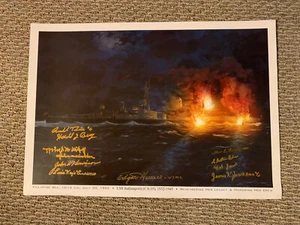 11 USS Indianapolis Survivors Signed Poster 25x17.5 WWII Autographed JAWS - Picture 1 of 4