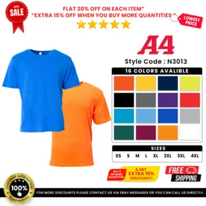 A4 N3013 Men's Premium Softek Moisture Wicking Tee Short Sleeve T-Shirt - Picture 1 of 17
