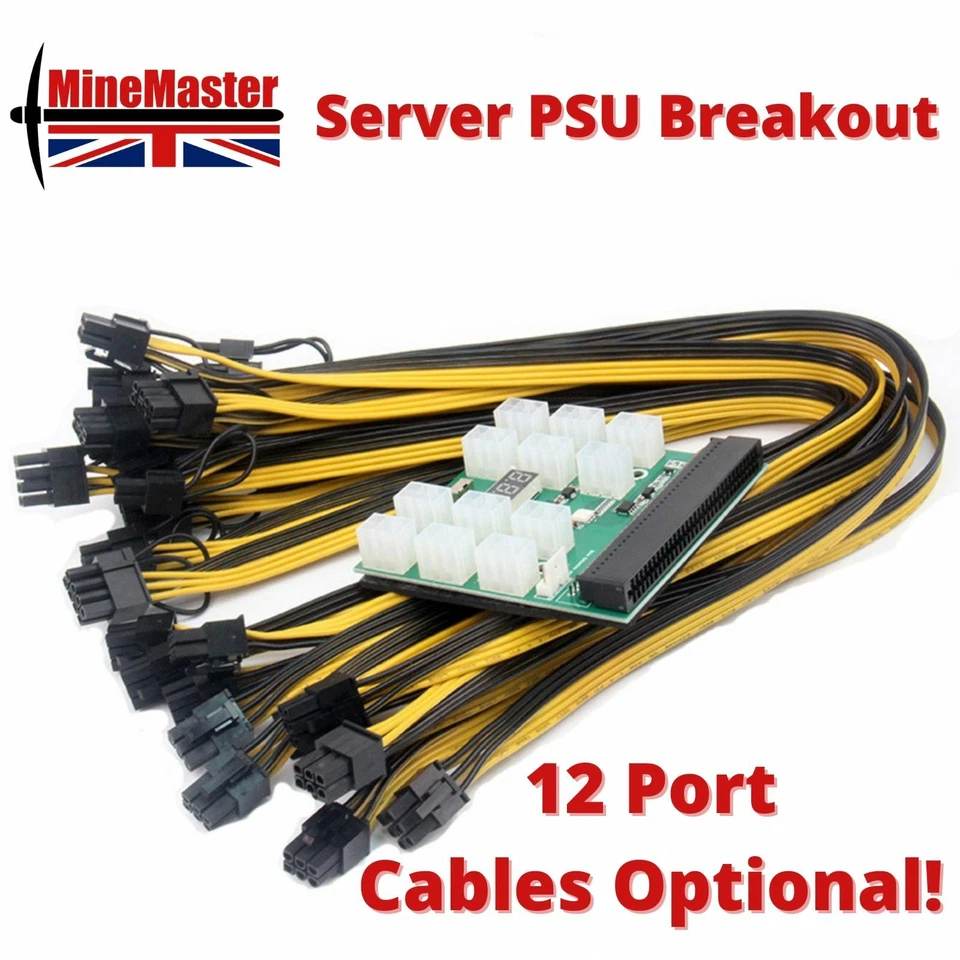 12 Port PCI-E Server PSU Breakout and Cables Bundle - GPU Crypto Mining - Image 1 of 4