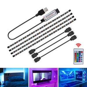 TV Backlight LED Strip Lights USB RGB 5050 Lighting Strips + Remote Control UK - Picture 1 of 17