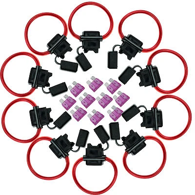 5 Pack 16 Gauge Oxygen Free Copper In-line ATC Fuse Holder + 3AMP Fuse Cover NEW - Image 1 of 2