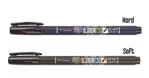 Tombow Fudenosuke Black Brush Pen - Choose Hard or Soft - Multibuy - UK SELLER - Picture 1 of 6