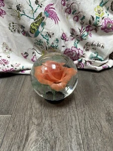Vintage Retro Kitsch 60s Le Rosarium Plastic Rose Water Glass Globe French Decor - Picture 1 of 7
