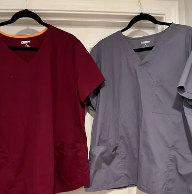 Medical Scrubs Maroon 2X, Gray1X , SCUB STAR Product. Both Equal In Size.Stetch - Image 1 of 4