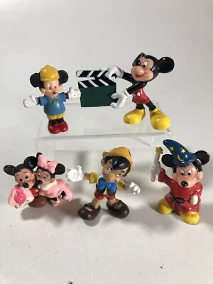 Lot of 5 DISNEY PVC Figures Mickey & Minnie Mouse Fantasia & Pinocchio Vintage - Image 1 of 4
