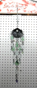 Handbemaltes Windspiel mit großer Muschel, Strandglas, Kristallen & Muscheln - Bild 1 von 4