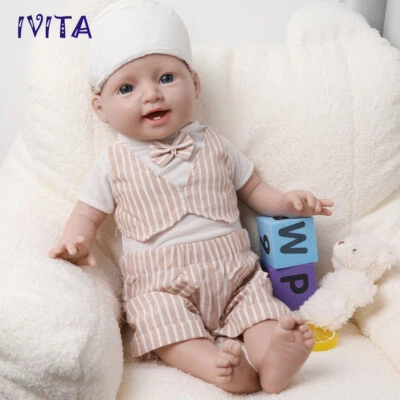 IVITA 20"Ganzkörper Silikon Junge Neugeborene Puppe Reborn Baby Süßer Junge - Bild 1 von 4