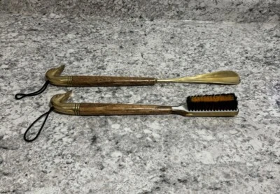 Vintage Set - Brass & Wood 17” Duck Head Shoe Horn And 15” Duck Head Shoe Brush - Image 1 of 4