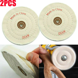 2X 80 Layer 6" 150mm Polishing Mop Buffing Wheel For Drill Bench Grinder Cotton