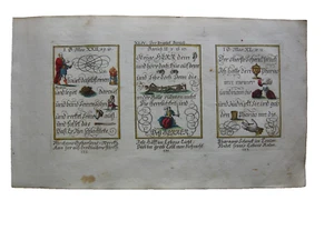 Alkolor geistl Emblemkupfer Bodenehr Tote in der Hölle rühmen nicht Rebus 1699 - Picture 1 of 4