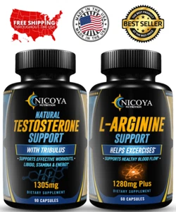 Nitric Oxide L-Arginine & Testosterone Booster & Pre-workout, Stamina & Energy - Picture 1 of 8