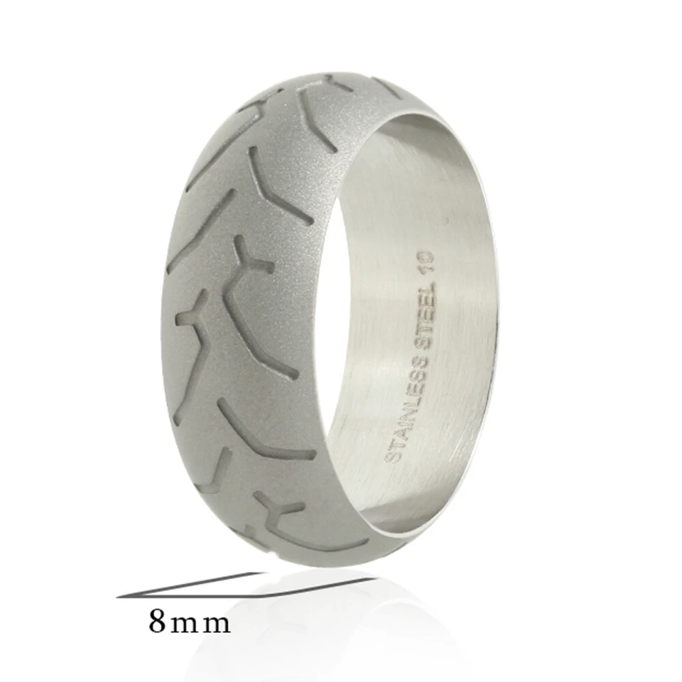 8MM Stainless Steel Men's Rings Eternal Engagement Rings Wedding Bands Silver - Image 1 of 1