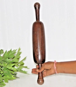 Antique Wooden Chapati Bread Rolling Pins Belans Original Old Lacquer 15818 - Picture 1 of 6