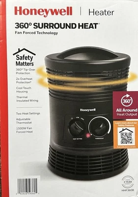 Calentador interior envolvente Honeywell 360 negro 1500 W HHF360B para hogar u oficina Foto 1 de 3