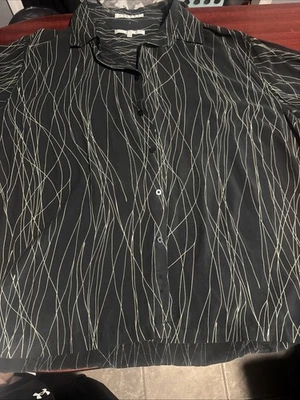 - Perry Ellis black silk button shirt men's short sleeve 2XL - Image 1 of 4