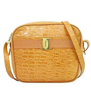 Salvatore Ferragamo Umhängetasche Vara geprägtes Leder orange gold - Bild 1 von 15