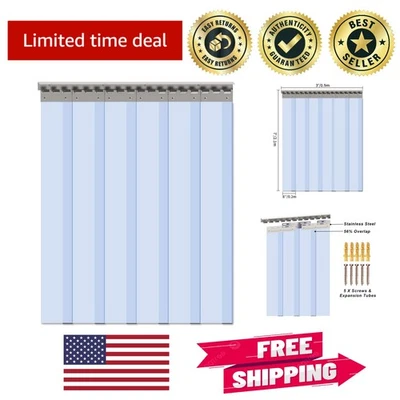 6 PIEZAS Cortinas Tira PVC Transparente, 84"x36", Impermeable para Separación Eficiente de Puertas Foto 1 de 4