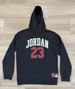 Nike Air Jordan Boys Hoodie XL 13-15 Pullover Bulls Jersey Style Outdoor Black - Picture 1 of 9