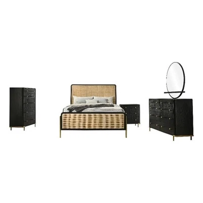 Coaster Arini 5-Piece Wood California King Bedroom Set in Black and Natural - Image 1 of 4