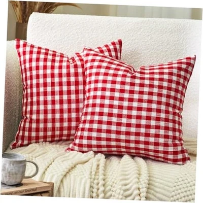  Red and White Christmas 18" x 18" (Pack of 2) Red & White Gingham Set of 2 - Image 1 of 4