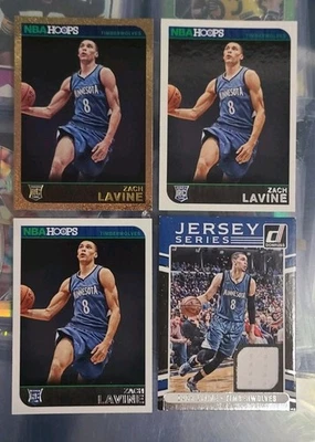 2014-15 Panini NBA Hoops Zach Lavine Gold+Base Rookie RC+2016-17 Jersey Series. - Image 1 of 3