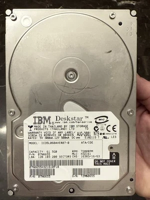 IBM Hard Drive 61.5GB Deskstar Model IC35L060AVER07-0  Hard Drive - Image 1 of 3
