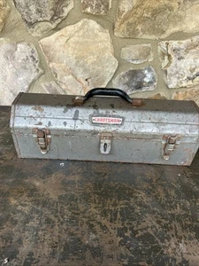 Vintage Craftsman Crown Logo Mechanic's Hip Roof Steel Tool Box w/Tote Tray - Picture 1 of 14