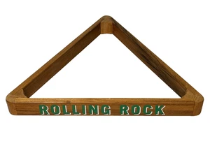 Vintage Rolling Rock "33" Latrobe Brewing Co legno piscina palla biliardo rack triangolo - Foto 1 di 16
