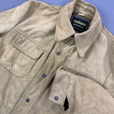 VERDADERO DE COLECCIÓN Andhurst Gamuza Cuero Granero Abrigo Tareas Chaqueta Hombres M Grandpacore Años 80 70 Foto 1 de 4