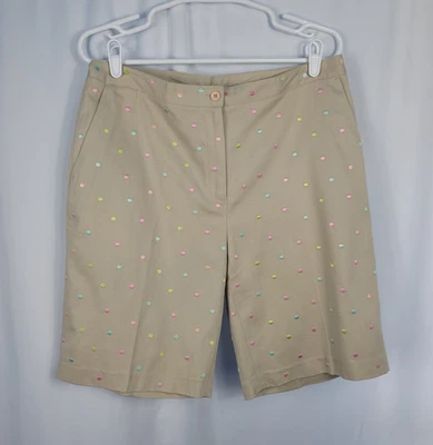Bermudas de golf para mujer EP Pro talla 12 beige caqui con lunares pastel Foto 1 de 4