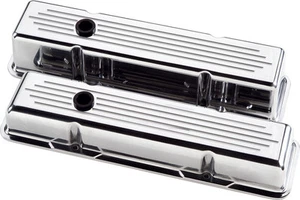 BILLET SPECIALTIES BALL MILLED POLISHED ALUMINUM SBC TALL VALVE COVERS,CHEVY - Picture 1 of 1
