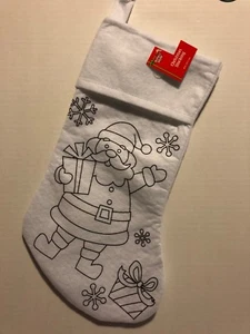 Christmas Stocking Santa Claus, White To Color Or Paint 16 1/2" Crafts - Picture 1 of 5