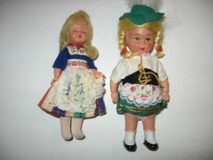 2 Hard Plastic European Dolls 5 & 7 Inches tall Germany - Picture 1 of 1