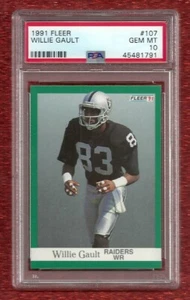 Fleer #107 Willie Gault 1991 PSA 10 gemas como nuevo Pop 2 Los Angeles Raiders Bears - Imagen 1 de 1