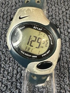 Womens Nike Digital Sports watch wg43-0010 black and gray face blue band new bat - Picture 1 of 7