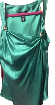 👠👚💚 Casa Blanca Mercado Negro Verde Elastizado Seda Cuello Plateado Herrajes Talla M Foto 1 de 3