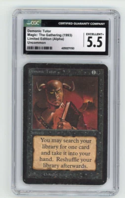 1993 Magic the Gathering MtG - Alpha -  Demonic Tutor - CGC 5.5 - Image 1 of 2