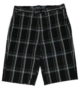 Hurley Boys Puerto Rico Walk Short Casual Black Plaid Size 16 18 20 Runs Small! - Picture 1 of 5