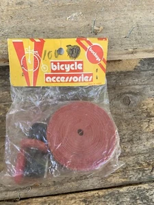 Vintage Red Bar Tape -Schwinn Etc Bicycle  Bike Muscle- Compression Plugs- 5yds - Picture 1 of 4
