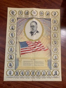 Rare, 1938 FDR, Franklin Roosevelt Bill of Rights poster! 12 x 16 - Picture 1 of 6